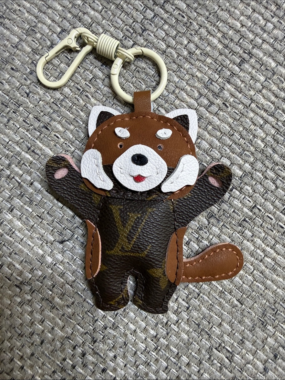 LV Upcycle Speedy 35 Red Panda keychain Purse Charm